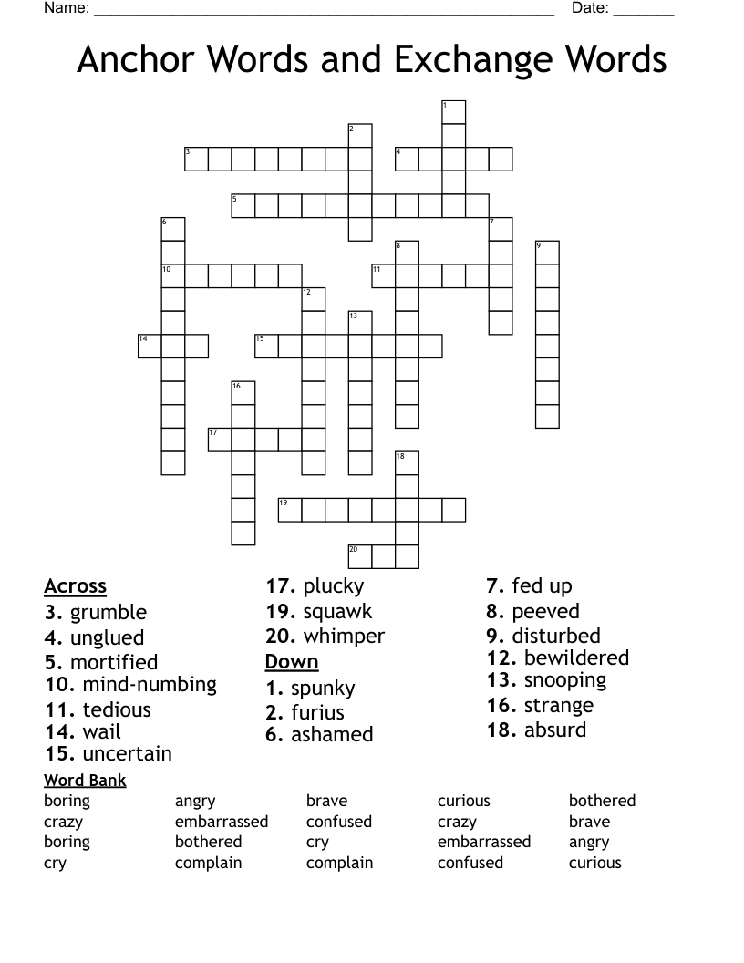 Anchor Words And Exchange Words Crossword WordMint Anchor Words And Exchange Words Crossword WordMint