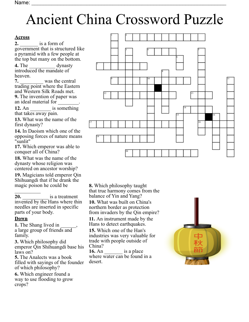 Ancient Asia Vocabulary Crossword WordMint Ancient Asia Vocabulary Crossword WordMint