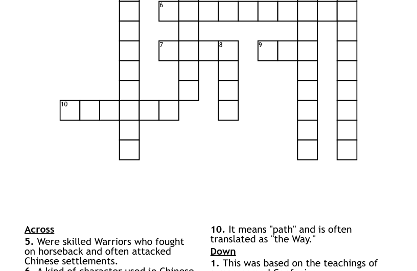Chinese Way Crossword