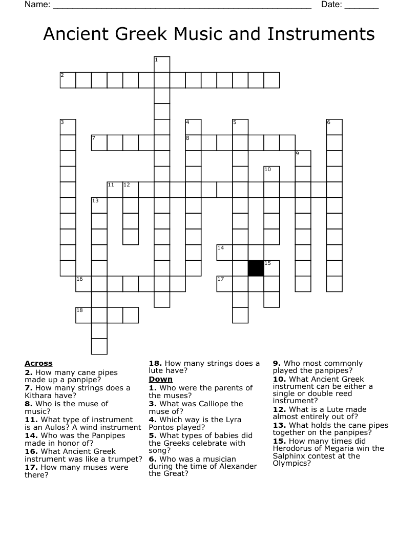 Ancient Greek Music And Instruments Crossword WordMint Ancient Greek Music And Instruments Crossword WordMint