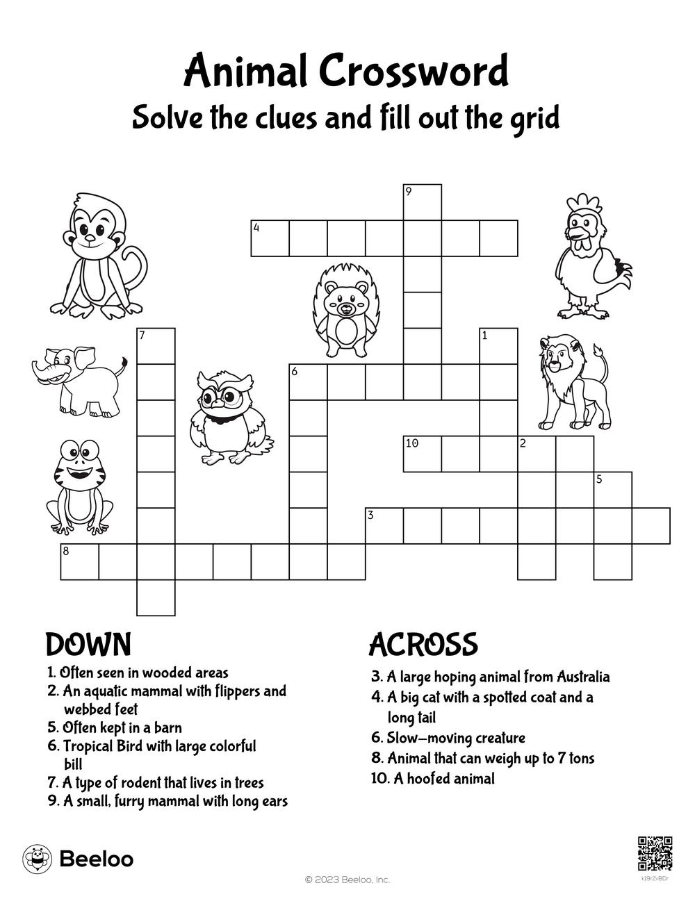 Animal Crossword Beeloo Printable Crafts And Activities For Kids Animal Crossword Beeloo Printable Crafts And Activities For Kids