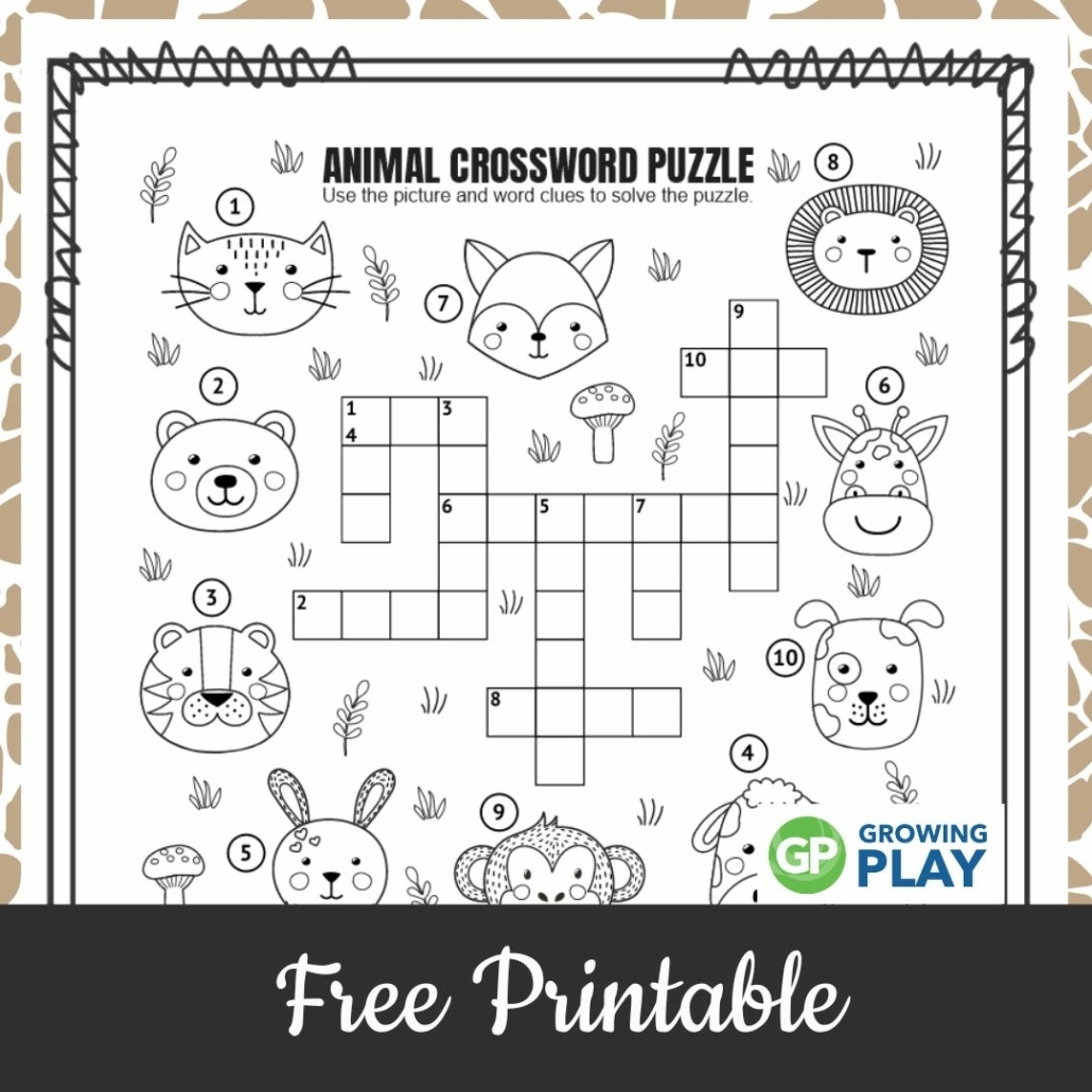 Animal Crossword Puzzle Free Printable Growing Play Animal Crossword Puzzle Free Printable Growing Play