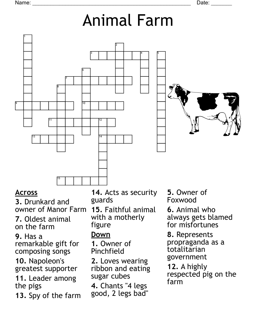 Animal Farm Crossword WordMint Animal Farm Crossword WordMint