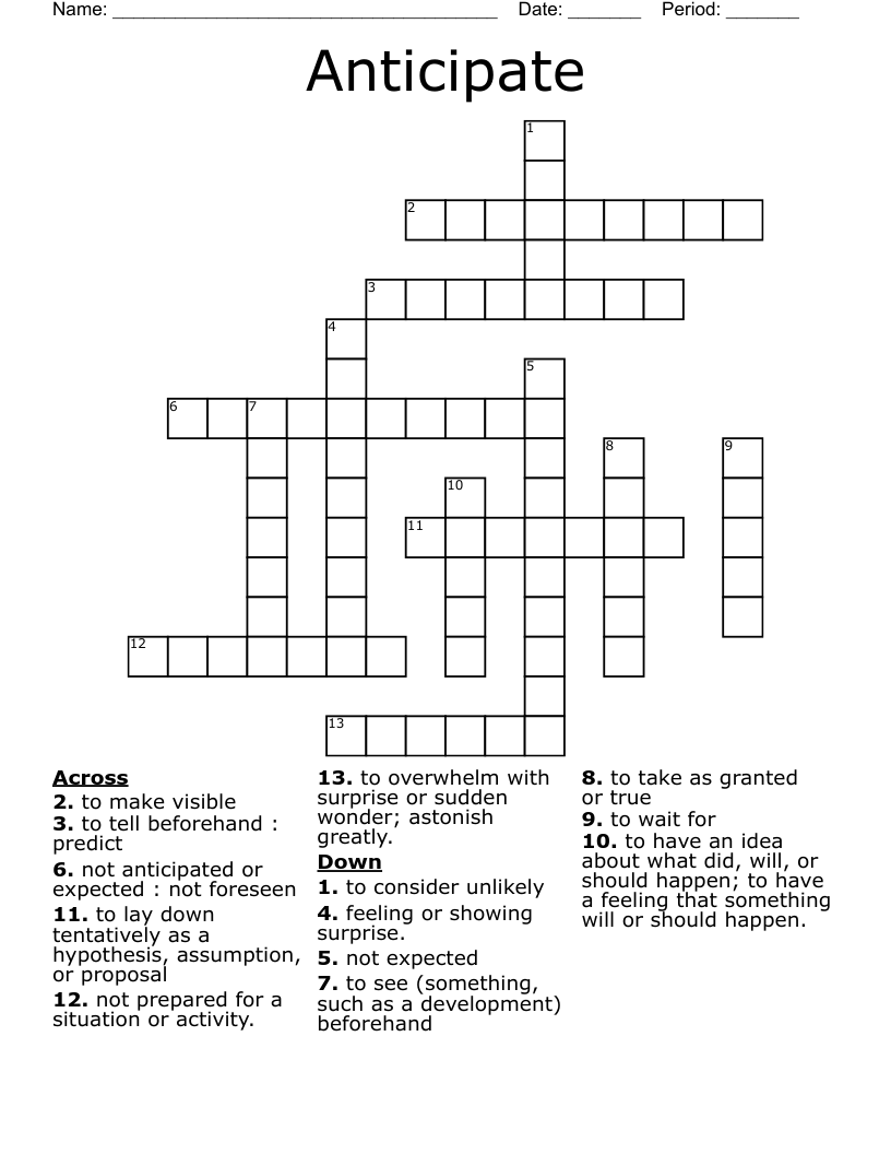 Anticipate Crossword WordMint