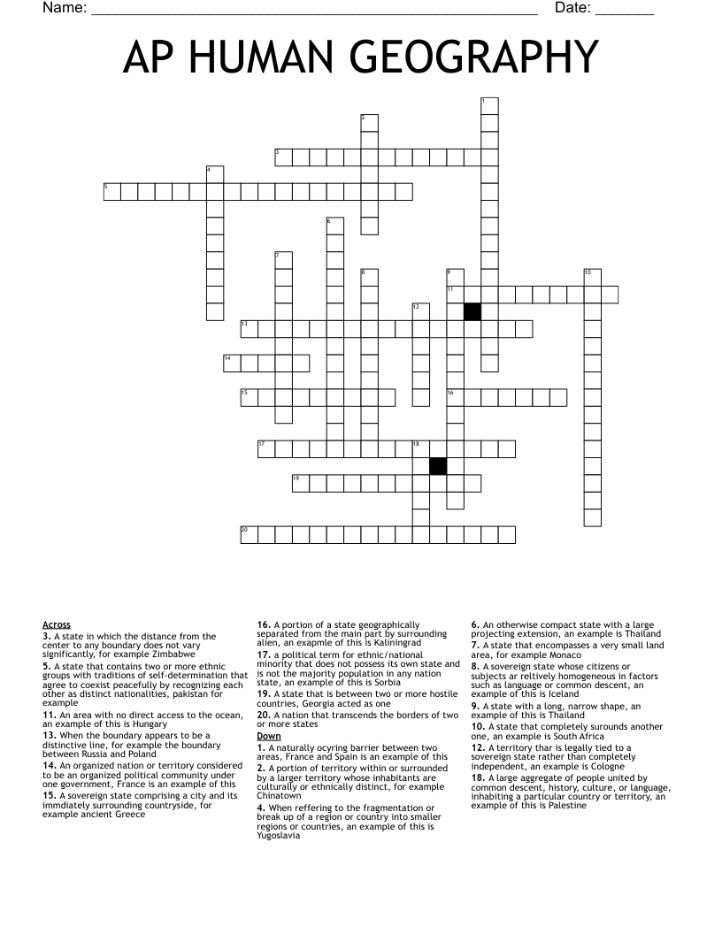 AP HUMAN GEOGRAPHY Crossword WordMint AP HUMAN GEOGRAPHY Crossword WordMint