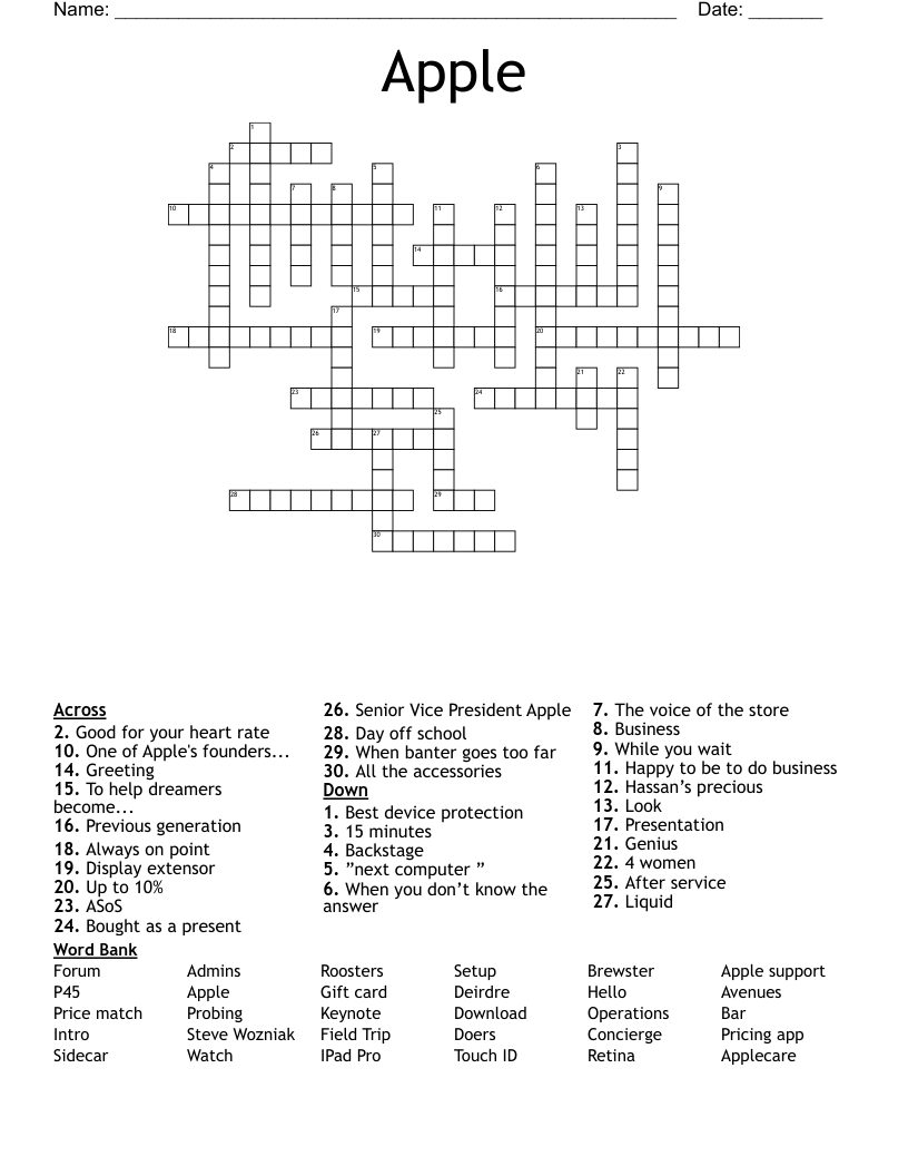 Apple Products Giant Crossword Clue