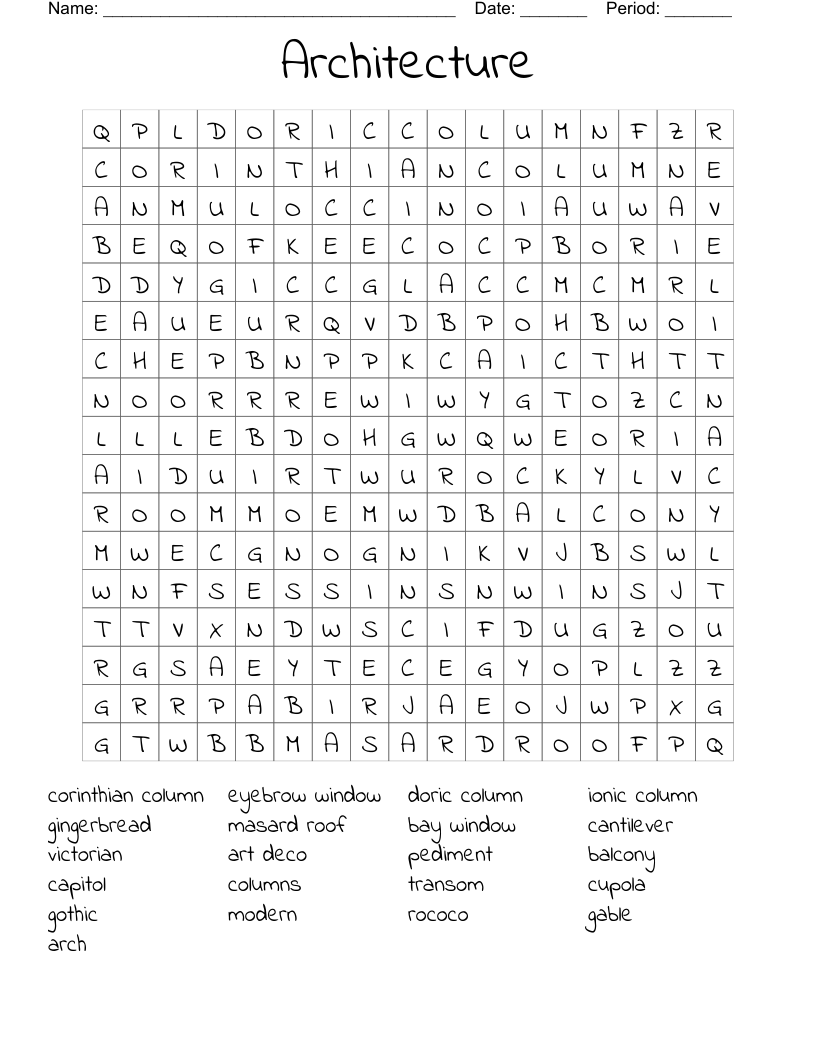Architecture Word Search WordMint Architecture Word Search WordMint