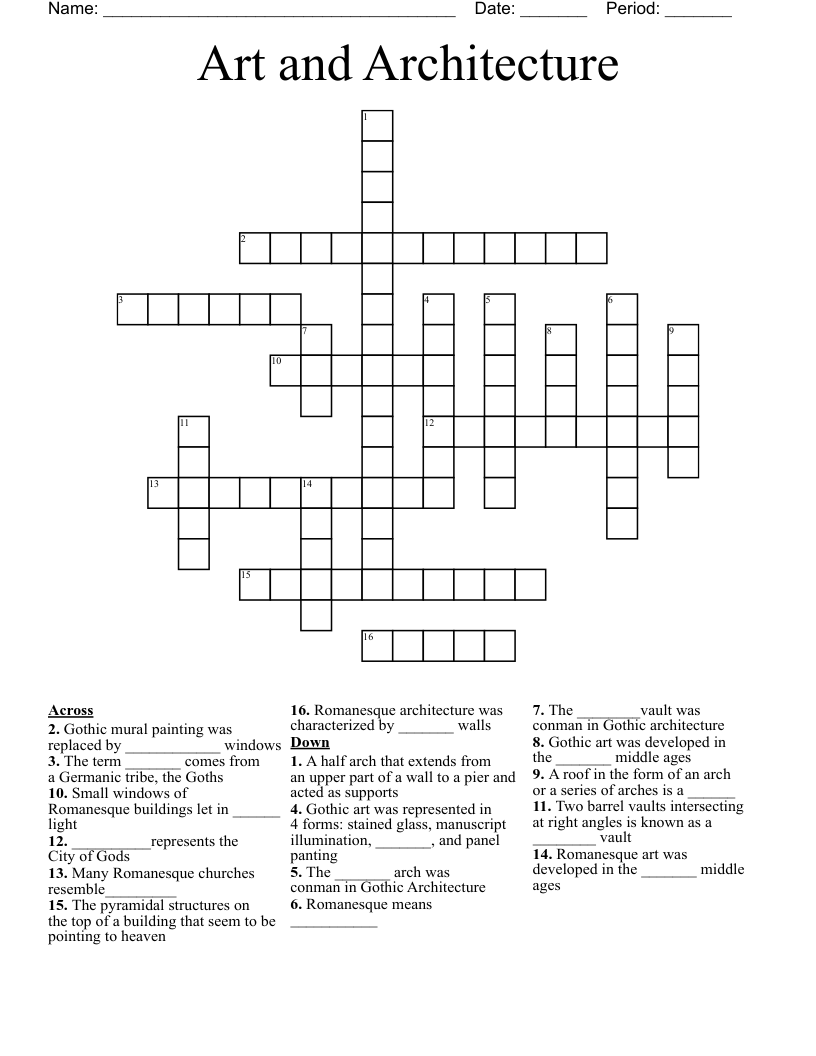 Art And Architecture Crossword WordMint Art And Architecture Crossword WordMint