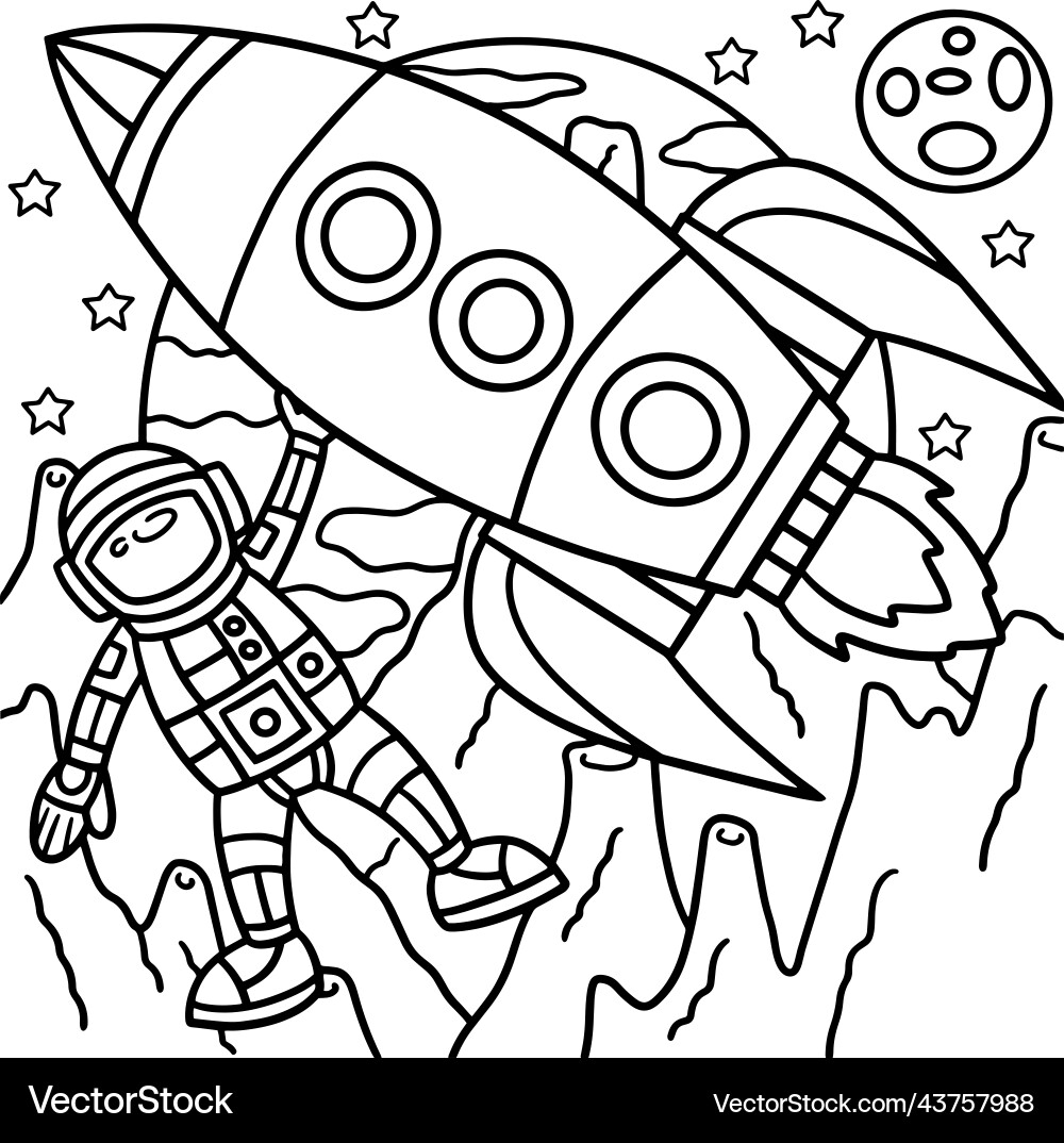 Astronaut Space Rocket Ship Coloring Page For Kids Astronaut Space Rocket Ship Coloring Page For Kids