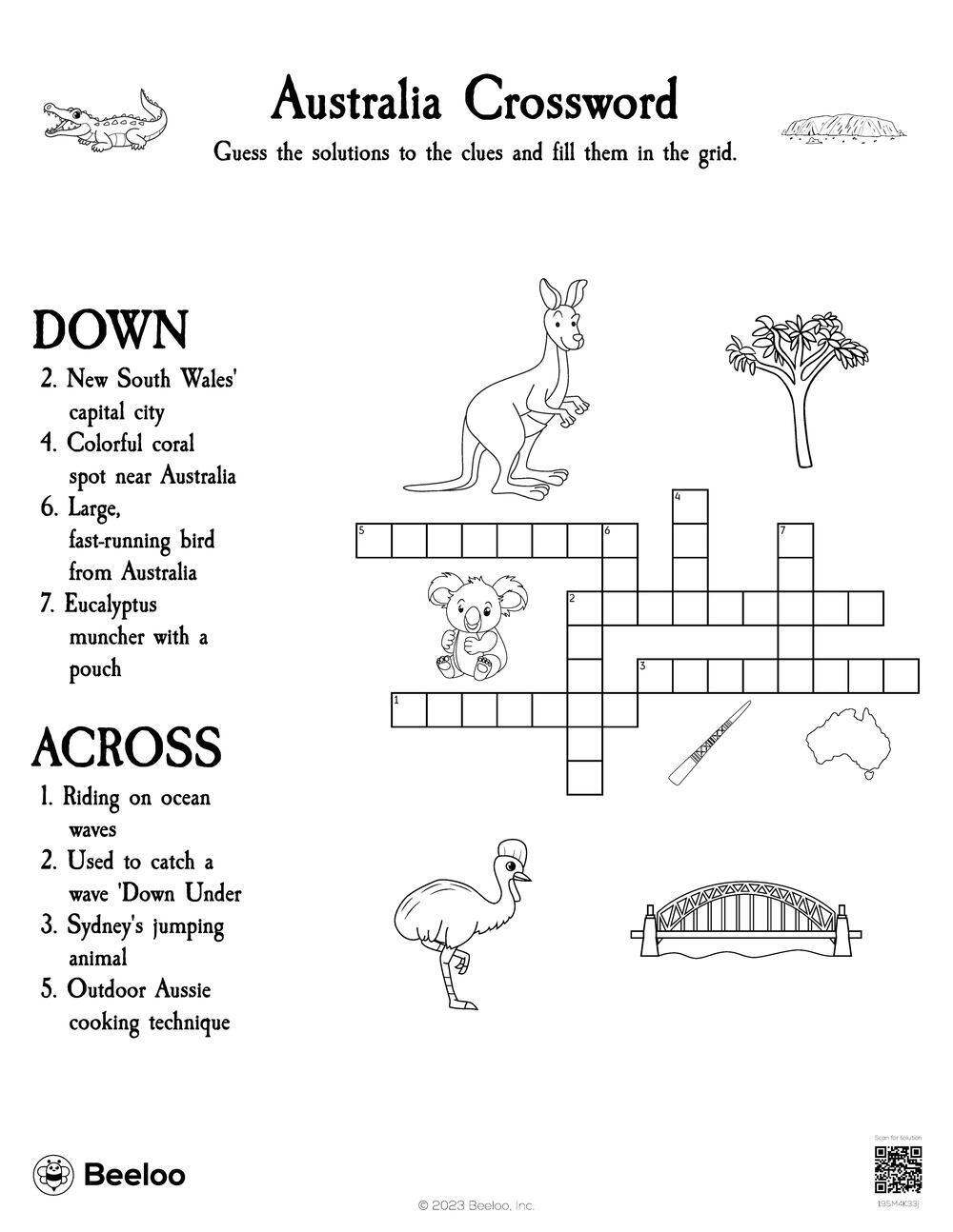 Australia Crossword Beeloo Printable Crafts And Activities For Kids Australia Crossword Beeloo Printable Crafts And Activities For Kids