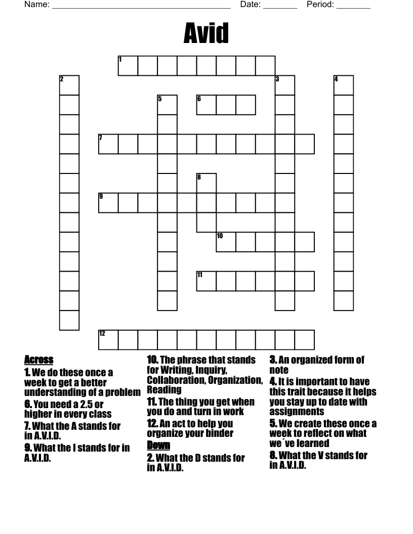 Avid Crossword WordMint Avid Crossword WordMint