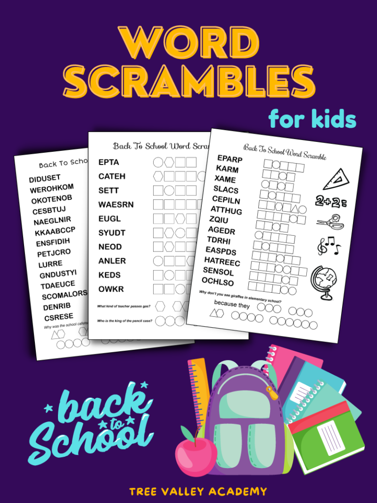 Back To School Word Unscramble Tree Valley Academy Back To School Word Unscramble Tree Valley Academy