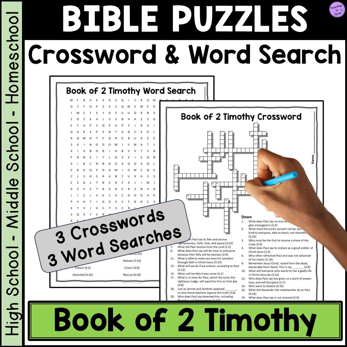 Bible Book Of 2 Timothy Crossword Word Search Puzzle Activities Made By Teachers Bible Book Of 2 Timothy Crossword Word Search Puzzle Activities Made By Teachers