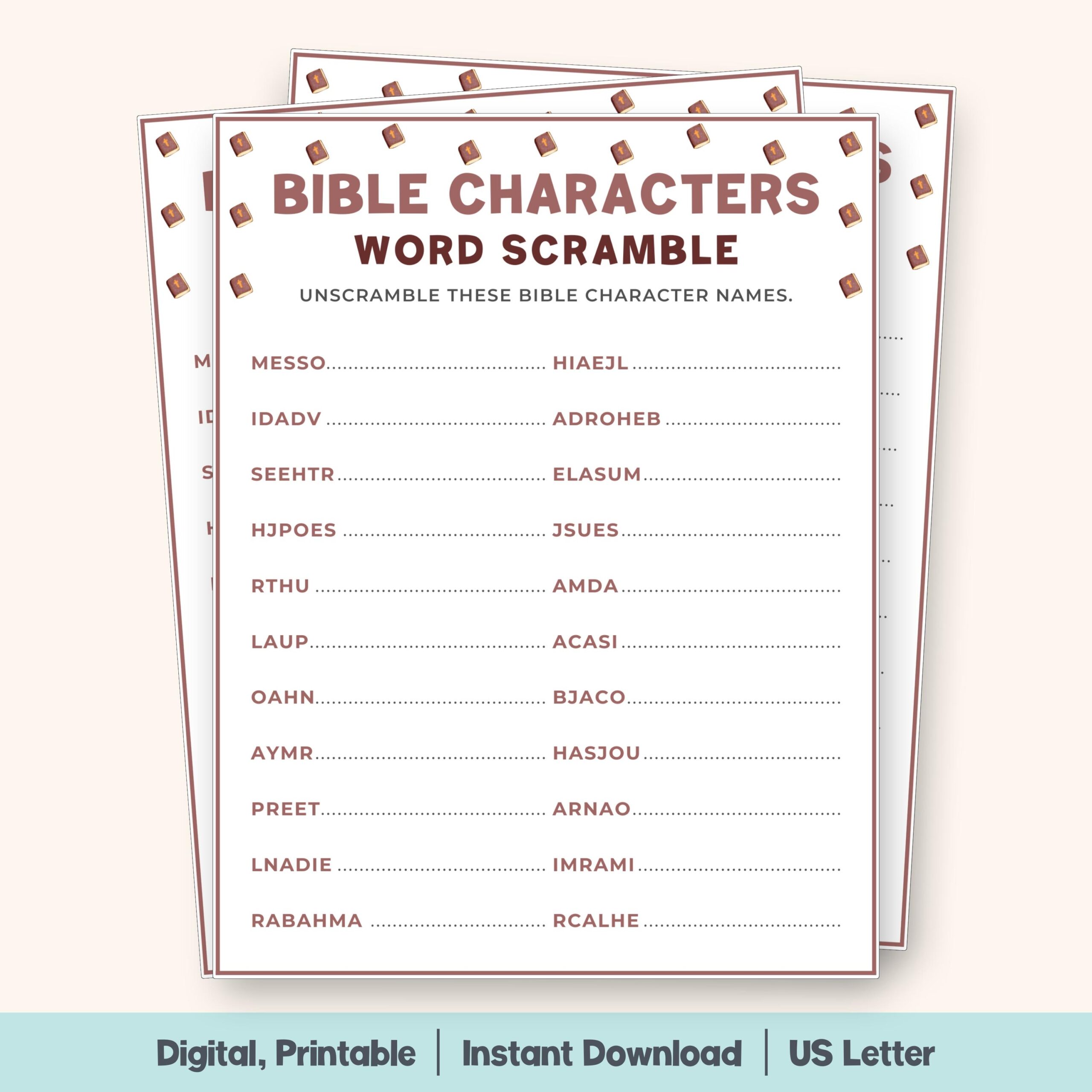 Bible Characters Word Scramble Religious Word Game Scripture Name Challenge Christian Learning Printable Sunday School Activity Etsy Bible Characters Word Scramble Religious Word Game Scripture Name Challenge Christian Learning Printable Sunday School Activity Etsy