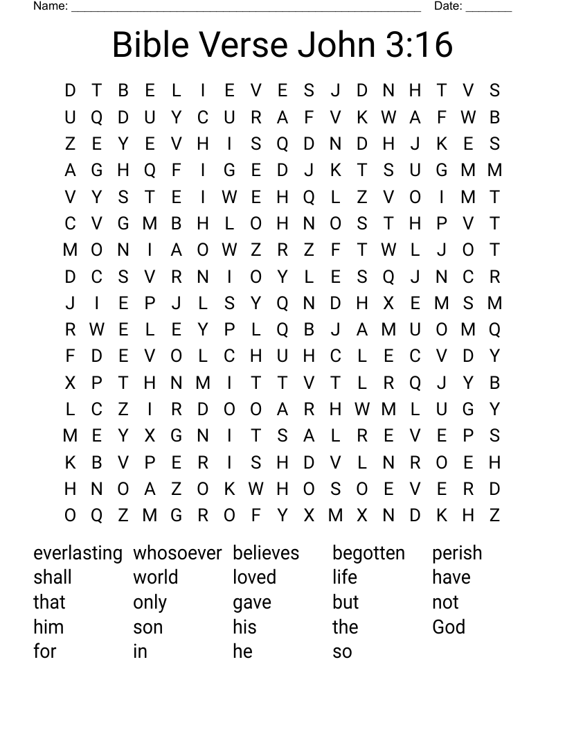 Bible Verse John 3 16 Word Search WordMint Bible Verse John 3 16 Word Search WordMint