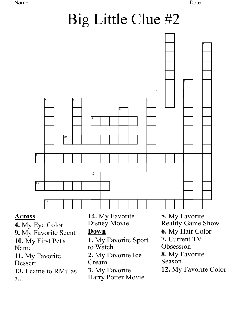 Big Little Clue 2 Crossword WordMint Big Little Clue 2 Crossword WordMint
