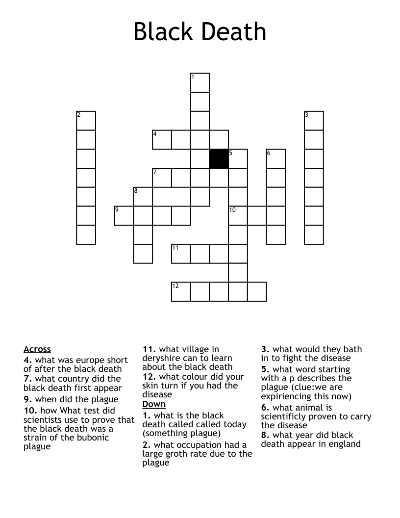 Black Death Crossword WordMint Black Death Crossword WordMint