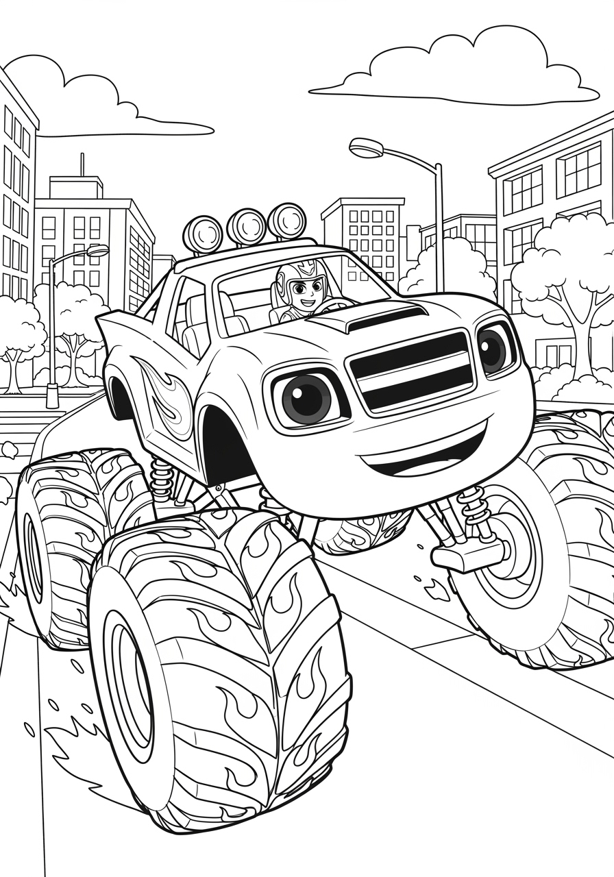Blaze Monster Truck Coloring Page For Kids Free Printable