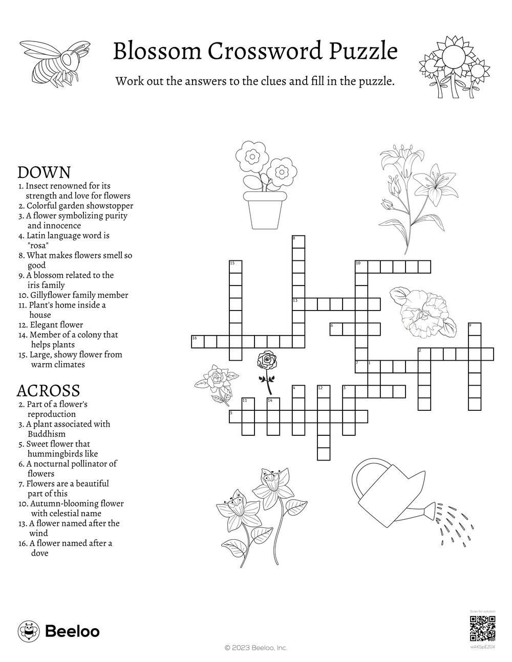 Blossom Crossword Puzzle Beeloo Printable Crafts And Activities For Kids Blossom Crossword Puzzle Beeloo Printable Crafts And Activities For Kids