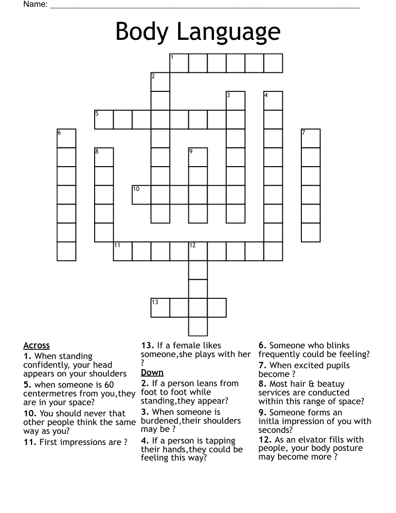 Body Language Crossword WordMint Body Language Crossword WordMint