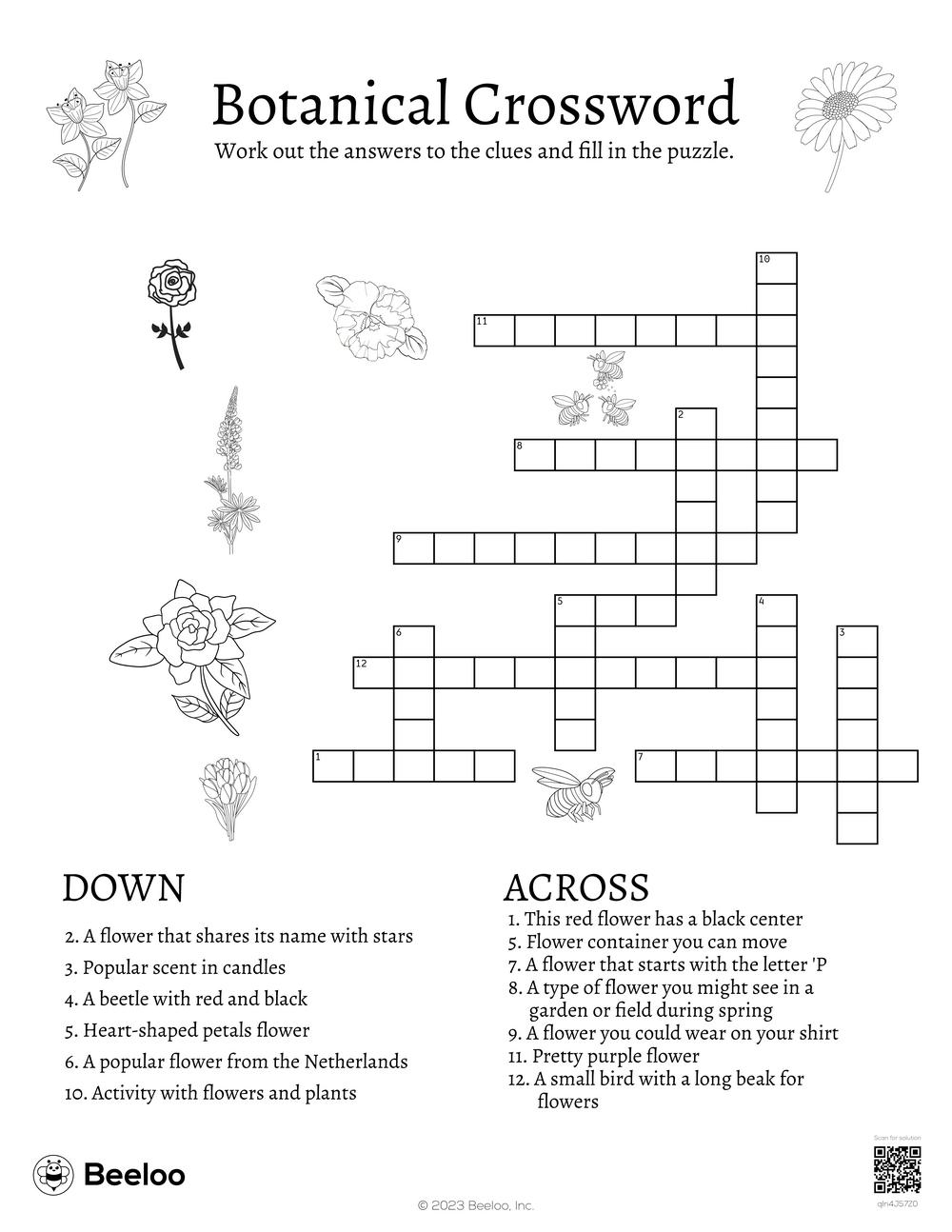 Botanical Crossword Beeloo Printable Crafts And Activities For Kids Botanical Crossword Beeloo Printable Crafts And Activities For Kids