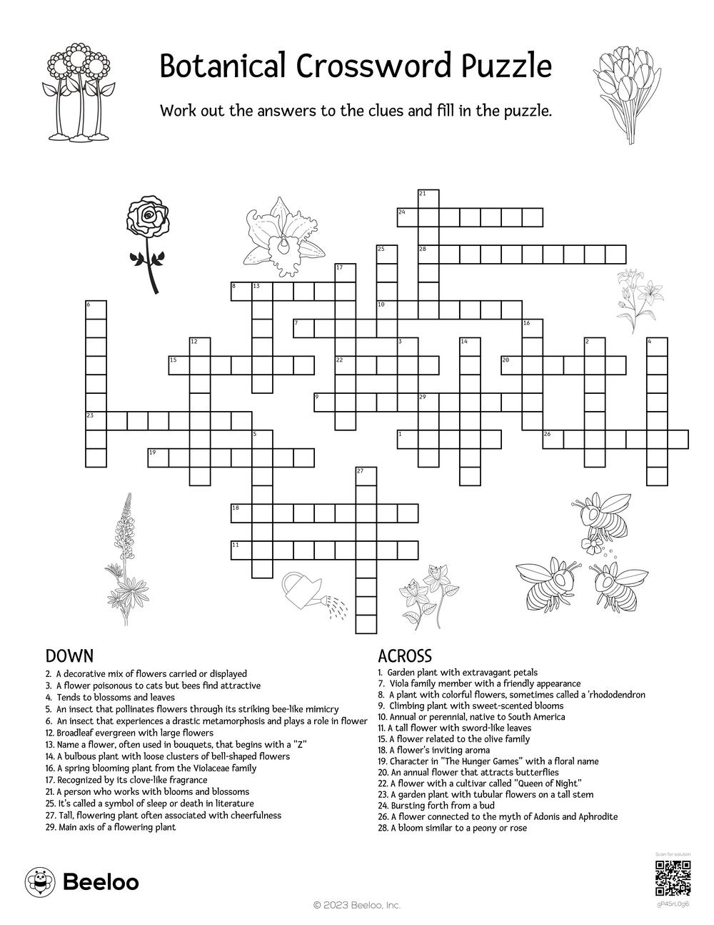 Botanical Crossword Puzzle Beeloo Printable Crafts And Activities For Kids Botanical Crossword Puzzle Beeloo Printable Crafts And Activities For Kids
