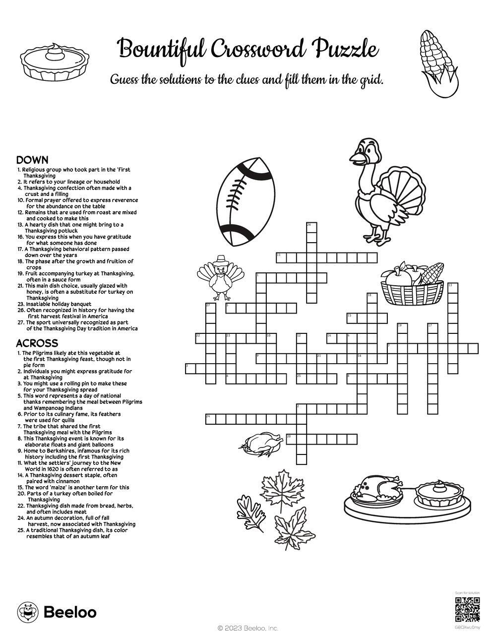Bountiful Crossword Puzzle Beeloo Printable Crafts And Activities For Kids Bountiful Crossword Puzzle Beeloo Printable Crafts And Activities For Kids