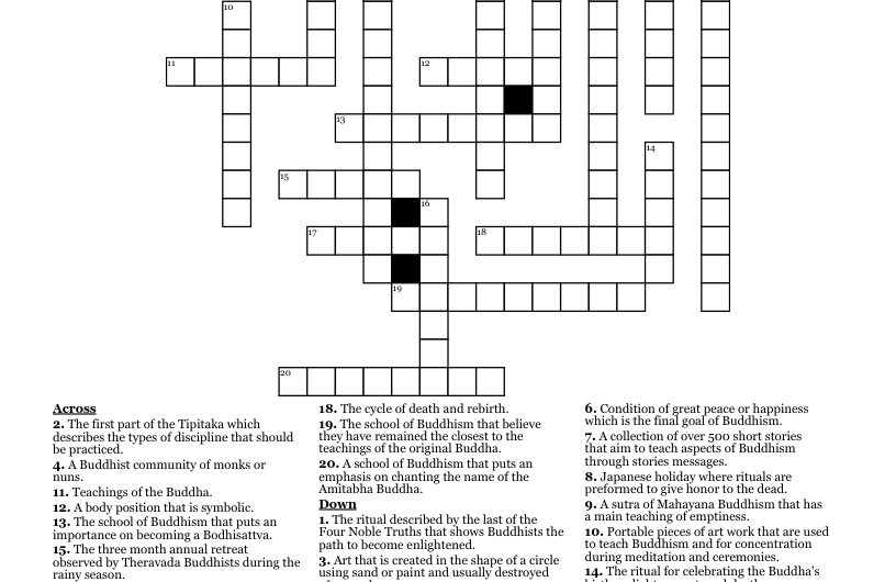 Enlightened Buddhist Crossword