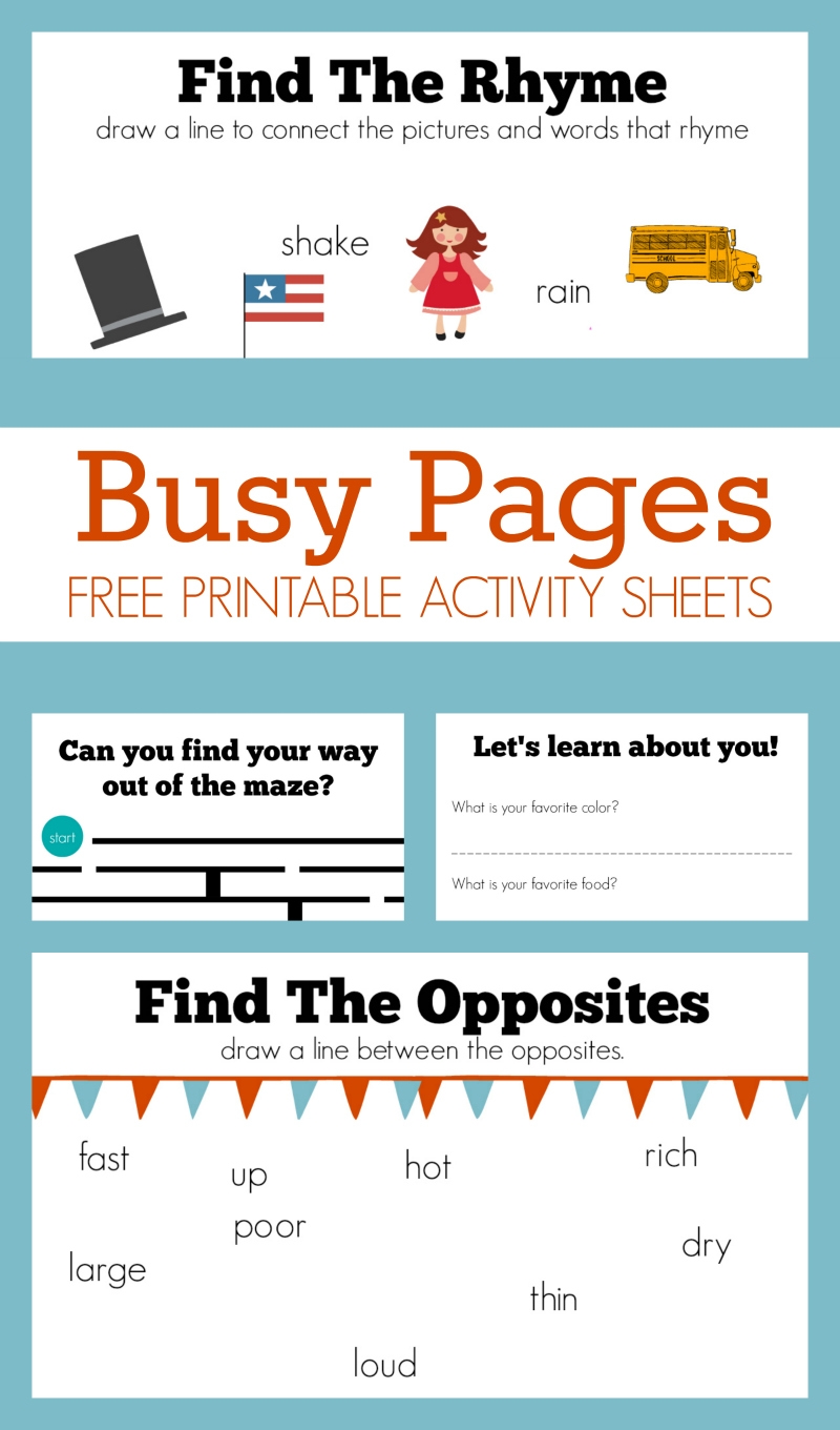 Busy Pages Free Activity Sheets No Time For Flash Cards Busy Pages Free Activity Sheets No Time For Flash Cards