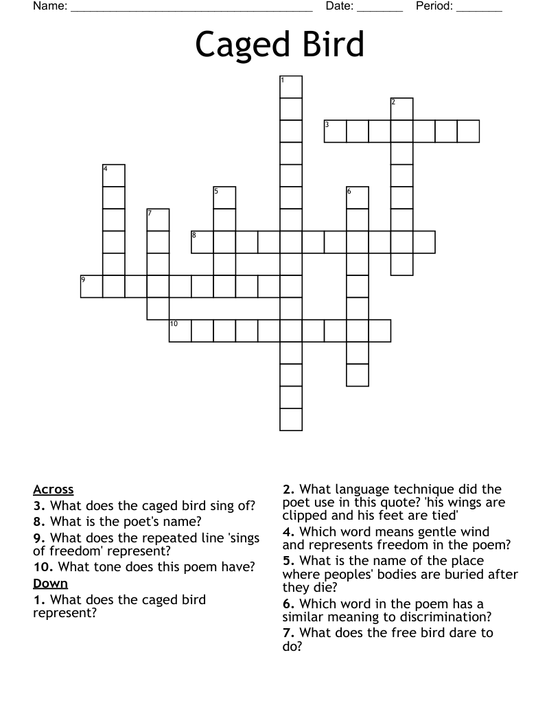 Caged Bird Crossword WordMint Caged Bird Crossword WordMint