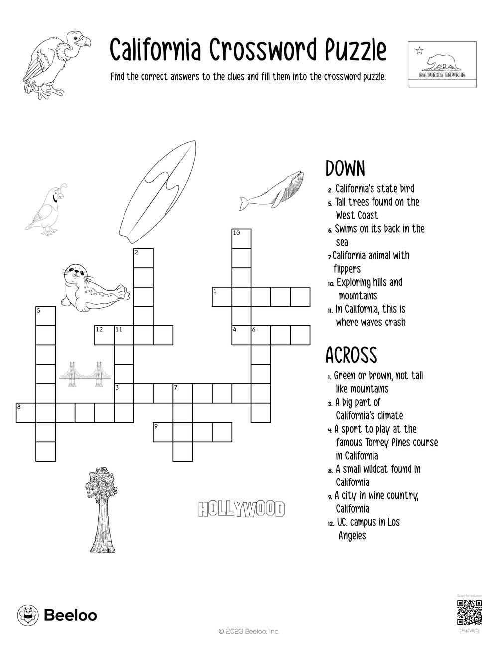 California Crossword Puzzle Beeloo Printable Crafts And Activities For Kids California Crossword Puzzle Beeloo Printable Crafts And Activities For Kids