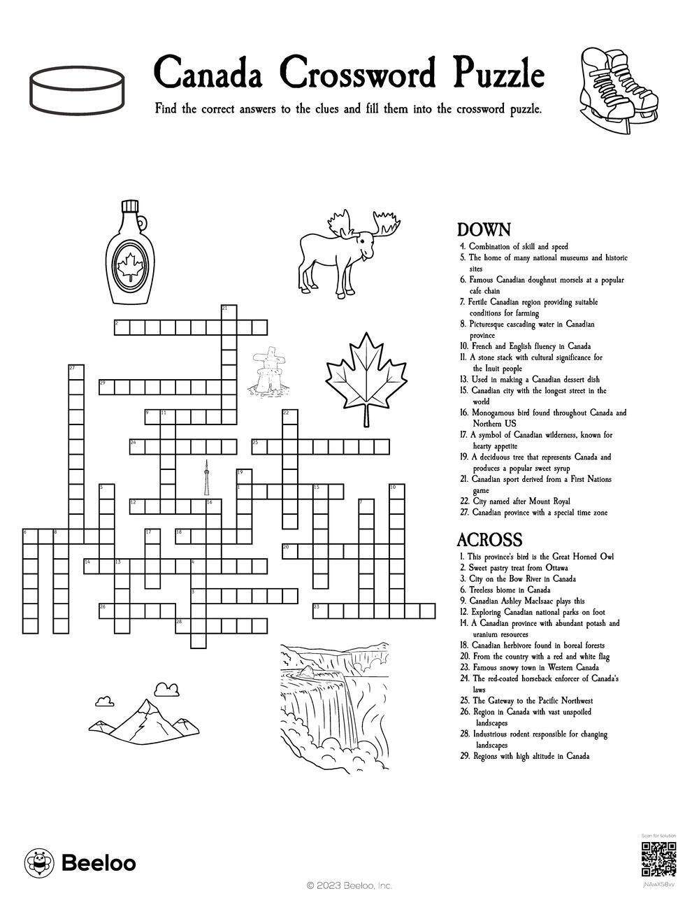 Canada Crossword Puzzle Beeloo Printable Crafts And Activities For Kids Canada Crossword Puzzle Beeloo Printable Crafts And Activities For Kids