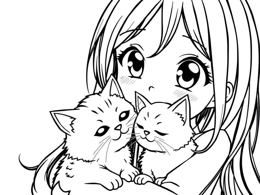 Cat Coloring Page A Delightful Girl And Her Feline Friends Free Printable Coloring Page Cat Coloring Page A Delightful Girl And Her Feline Friends Free Printable Coloring Page