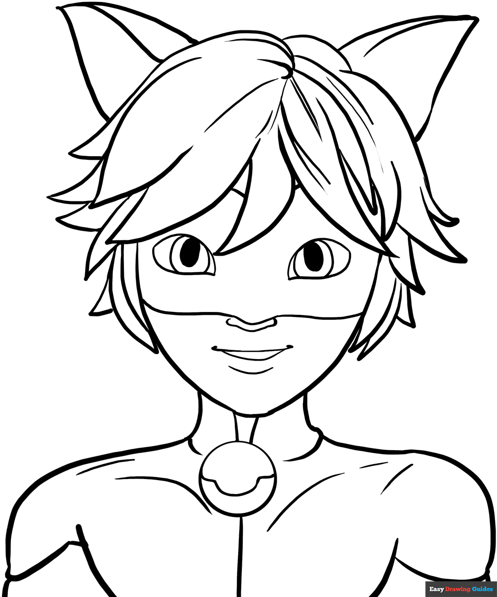 Cat Noir From Miraculous Ladybug Coloring Page Easy Drawing Guides Cat Noir From Miraculous Ladybug Coloring Page Easy Drawing Guides