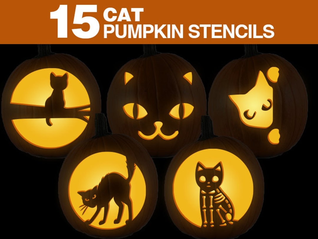 Cat Pumpkin Stencils Printable Cat Pumpkin Carving Stancils Set Kids Halloween Crafting Etsy Cat Pumpkin Stencils Printable Cat Pumpkin Carving Stancils Set Kids Halloween Crafting Etsy