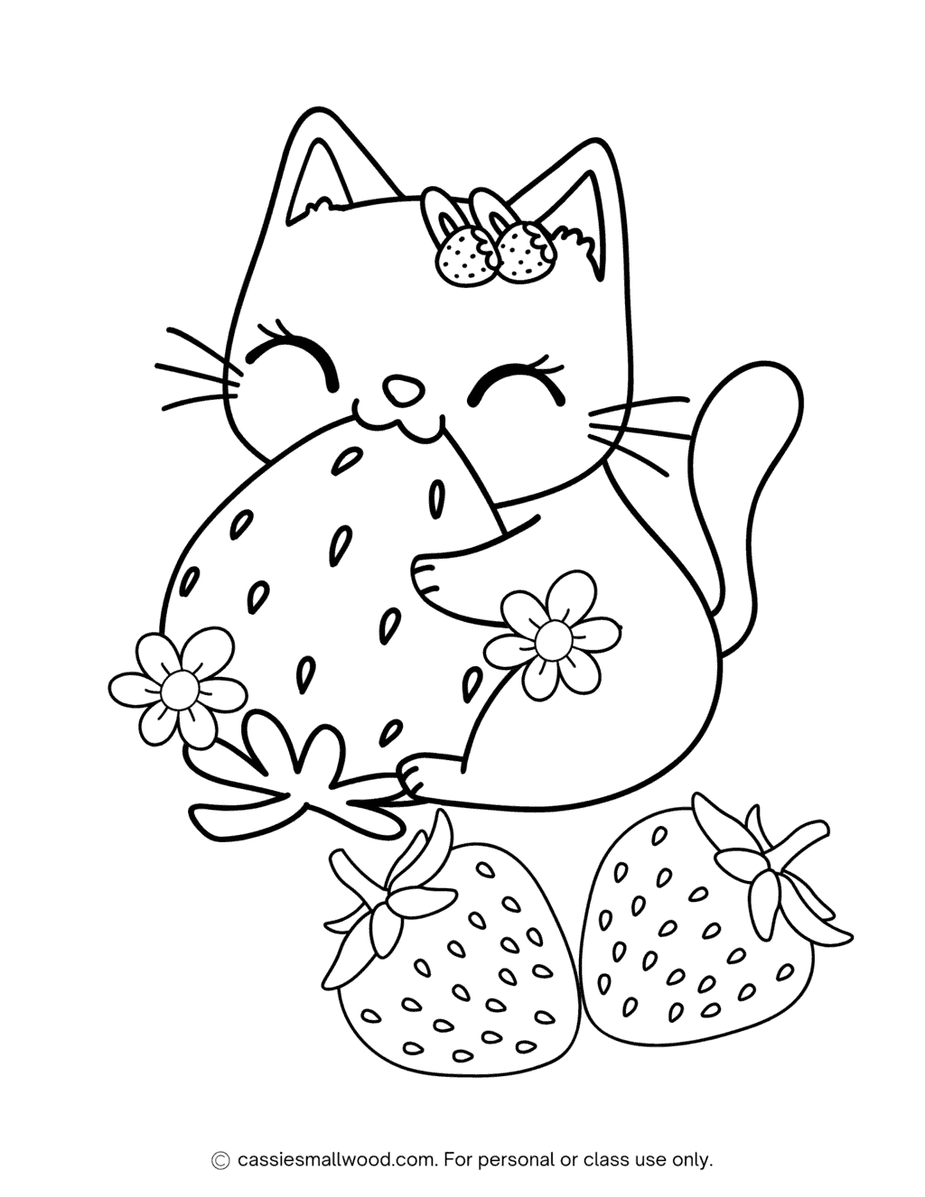 Cat Strawberry Coloring Page Cassie Smallwood Cat Strawberry Coloring Page Cassie Smallwood