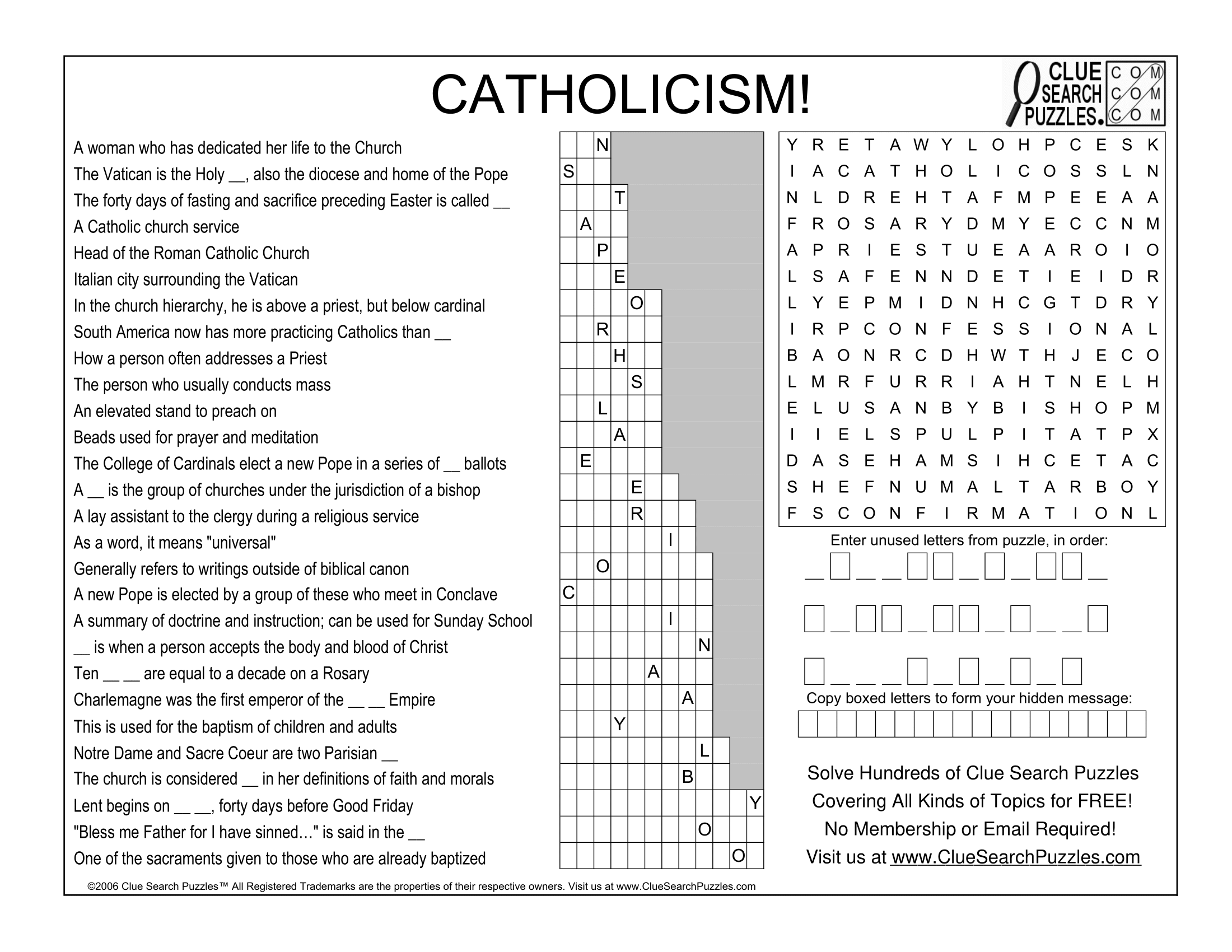 CATHOLICISM TRIVIA QUIZ CATHOLICISM TRIVIA QUIZ