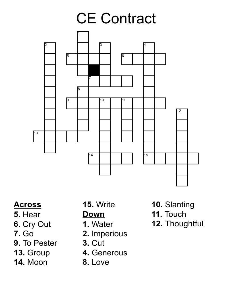 CE Stems Crossword WordMint CE Stems Crossword WordMint