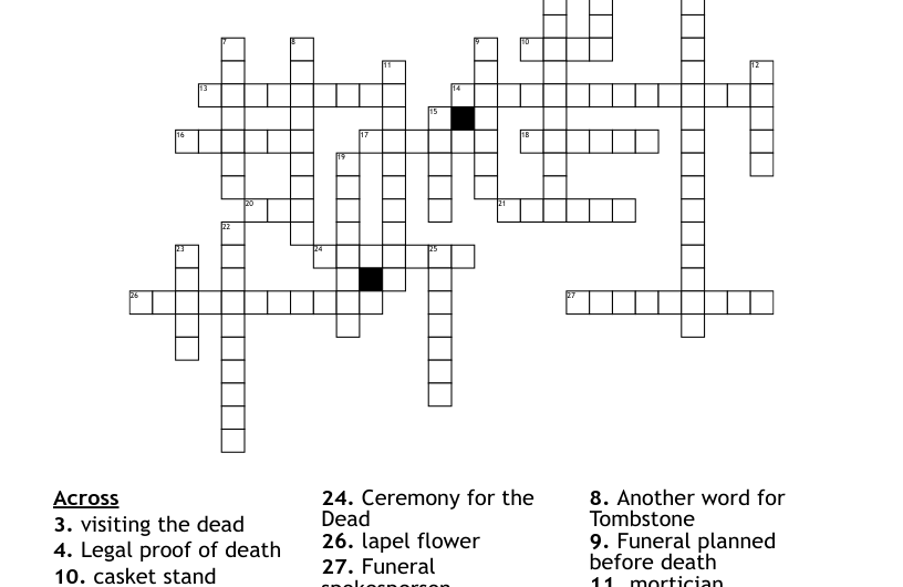 Coffin Stand Crossword Puzzle Clue