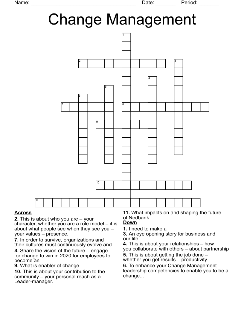 Change Management Crossword WordMint Change Management Crossword WordMint