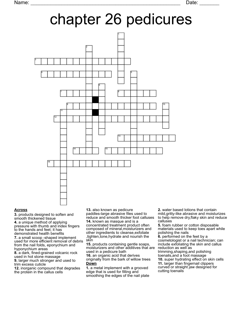 Chapter 26 Pedicures Crossword WordMint Chapter 26 Pedicures Crossword WordMint