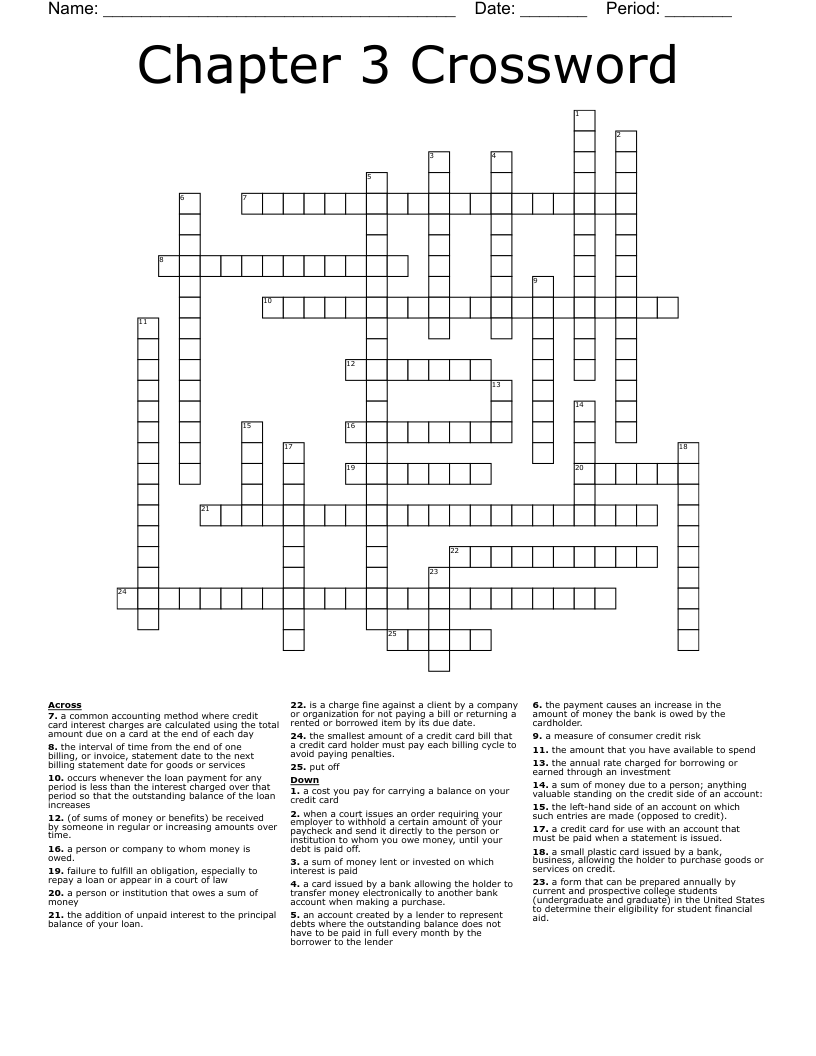 Chapter 3 Crossword WordMint