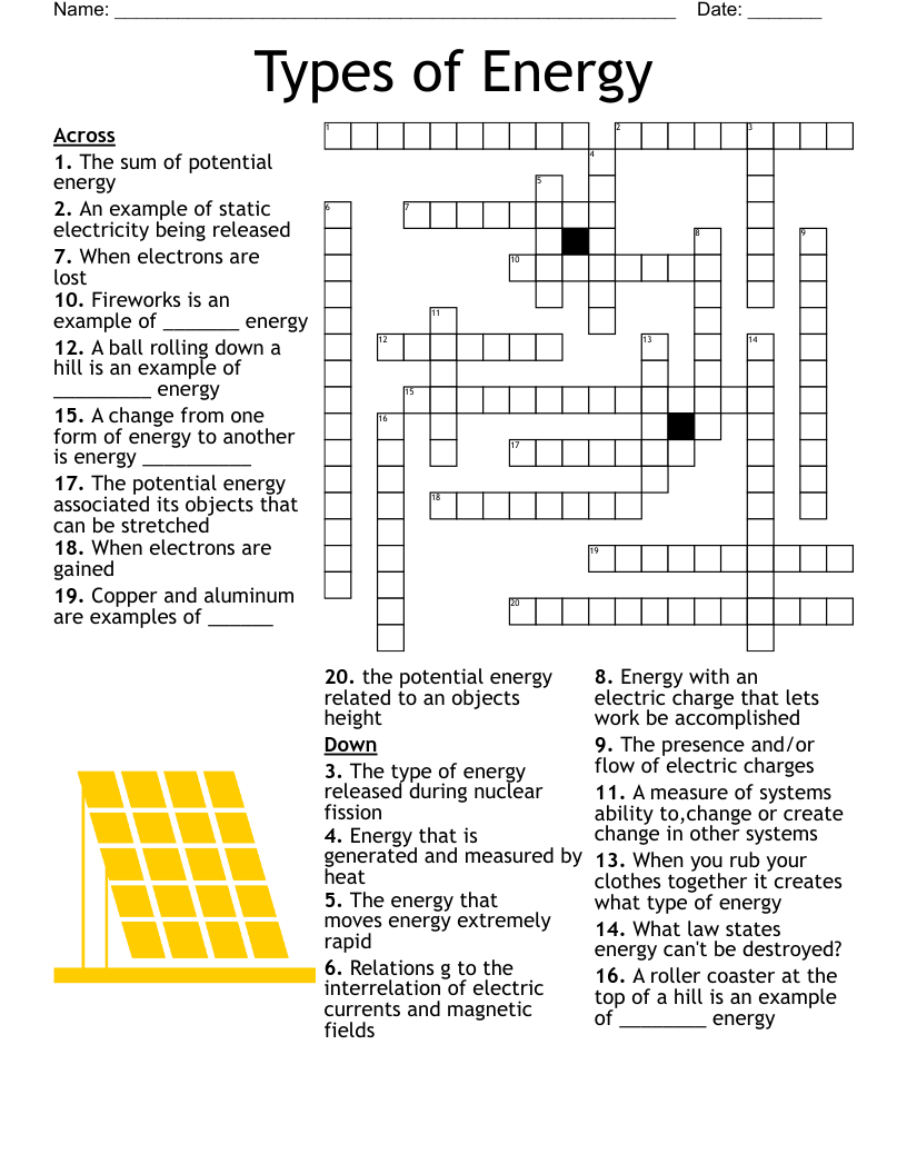 Chapter 9 Energy And Energy Resources Crossword WordMint Chapter 9 Energy And Energy Resources Crossword WordMint