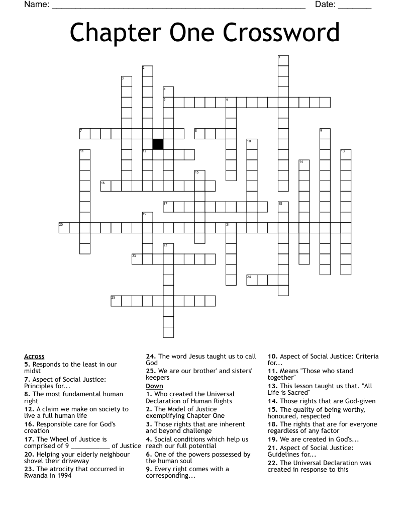 Chapter One Crossword WordMint Chapter One Crossword WordMint
