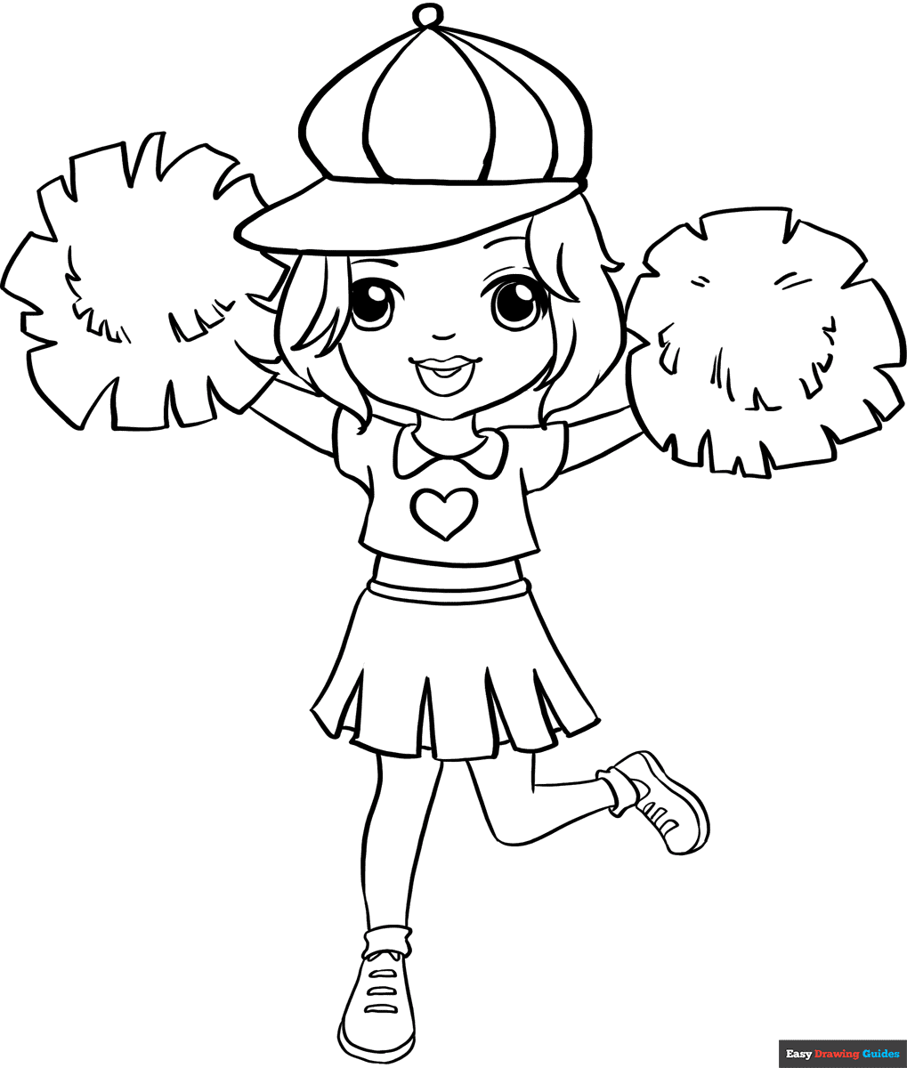 Cheerleader Coloring Page Easy Drawing Guides Cheerleader Coloring Page Easy Drawing Guides