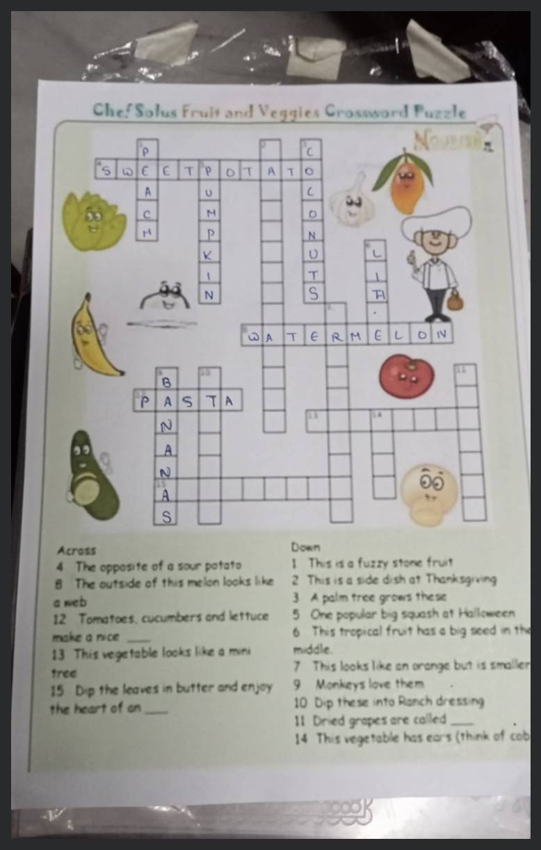 Chef Solus Fruit And Veggies Crossword Puzzle NOURISH P S WE TP OT ATO Chef Solus Fruit And Veggies Crossword Puzzle NOURISH P S WE TP OT ATO