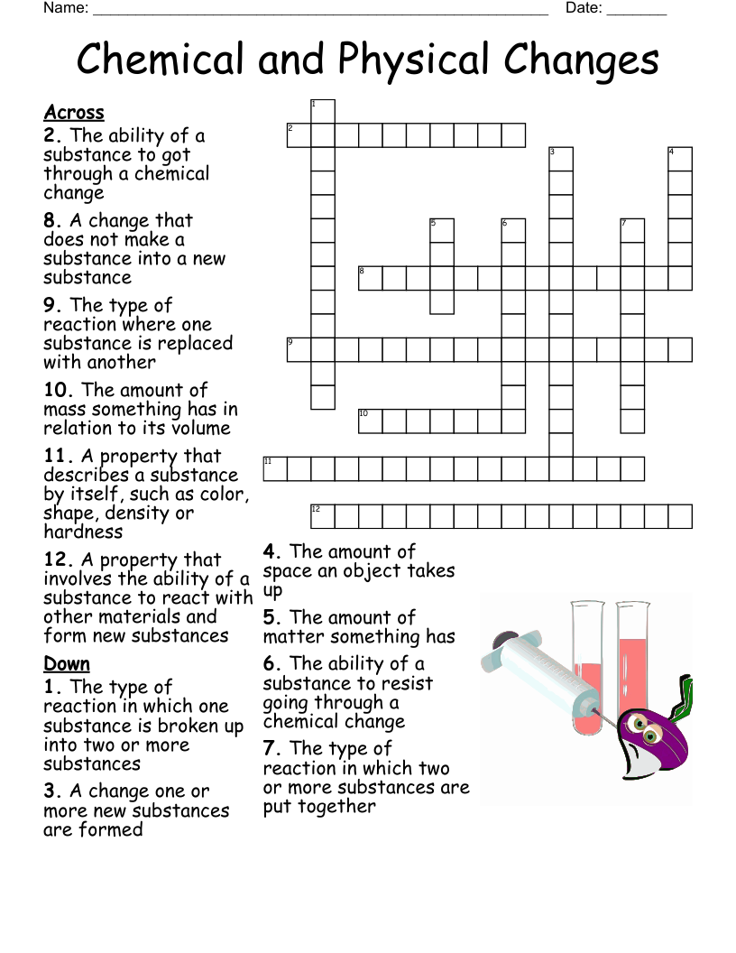 Chemical And Physical Changes Crossword WordMint Chemical And Physical Changes Crossword WordMint
