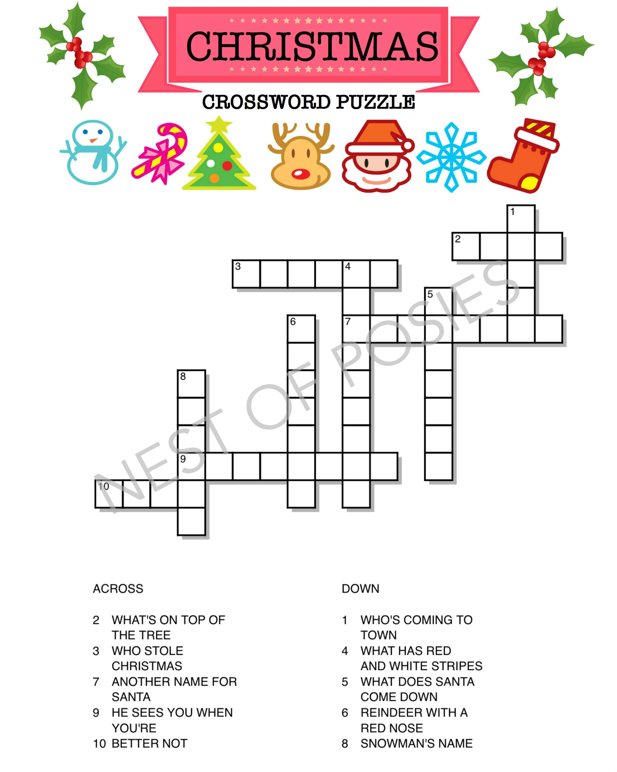 christmas crossword puzzle christmas crossword puzzle