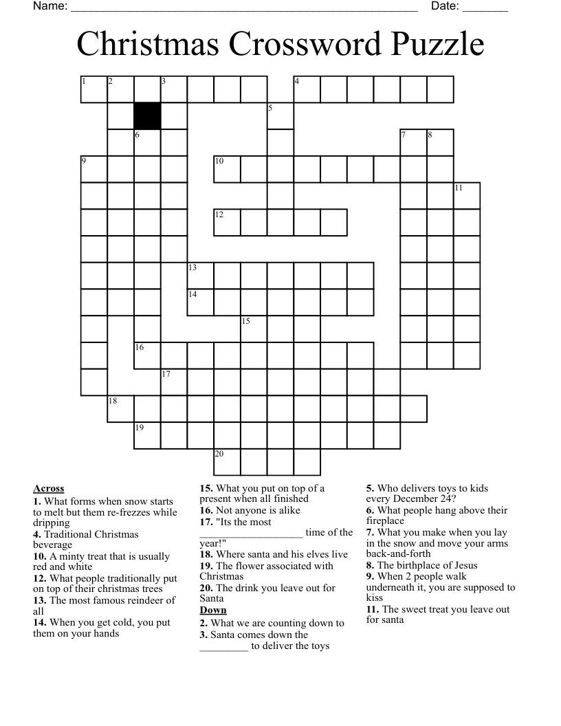 christmas printable crossword christmas printable crossword