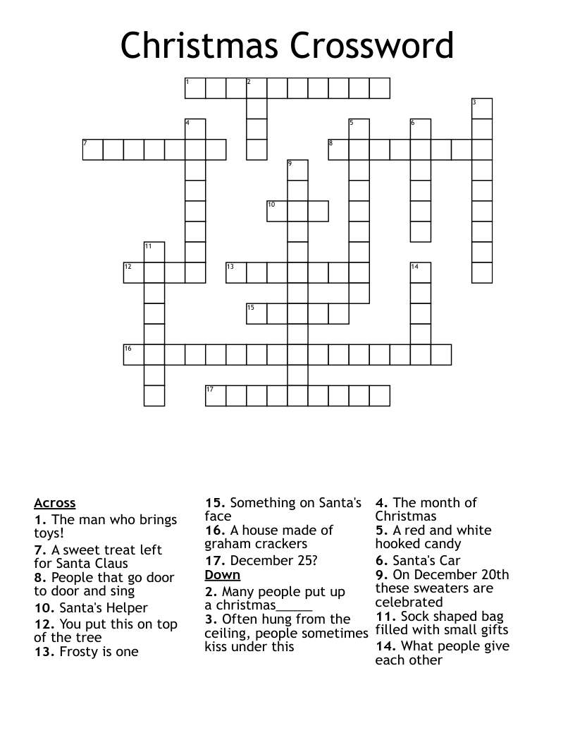 Christmas Crossword WordMint Christmas Crossword WordMint
